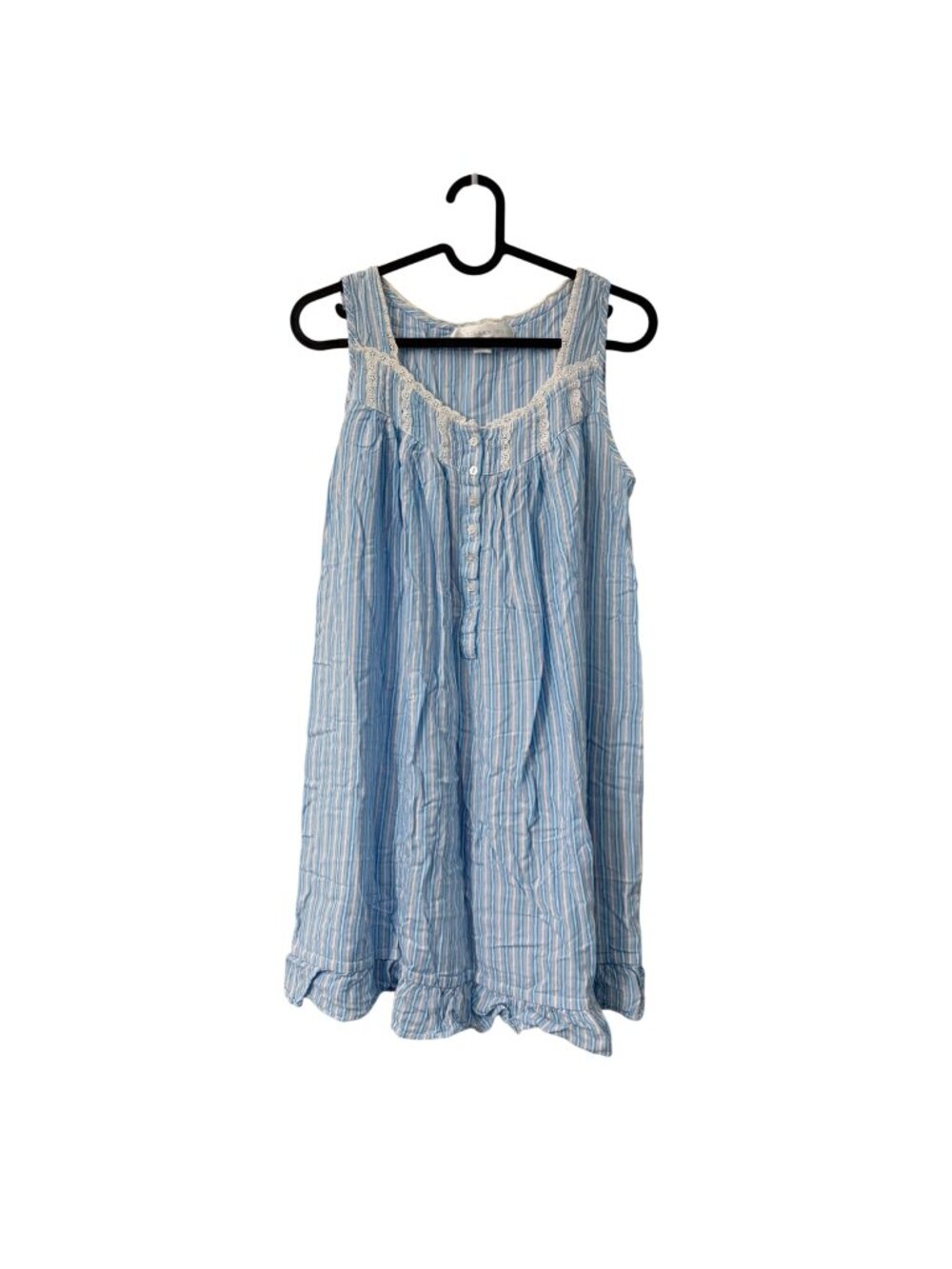 Eileen West Blue Striped Cottagecore Peasant Nightgown Womens XSmall